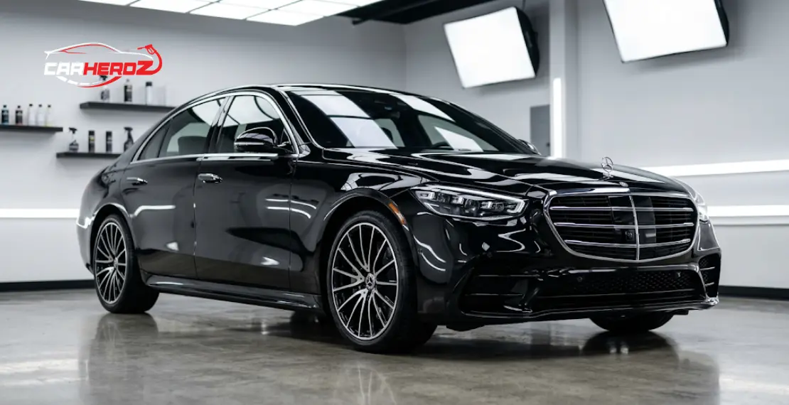 premium car detailing final result showing glossy shine and protected surface